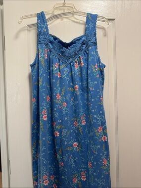 Charter Club Blue Floral Lace-Trim Nightgown